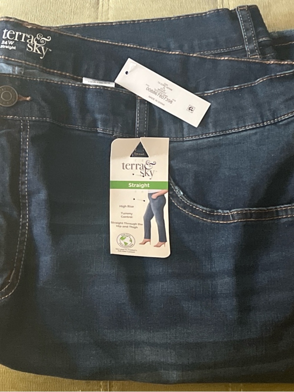 Terra & Sky Dark Blue High-Rise Straight Jeans